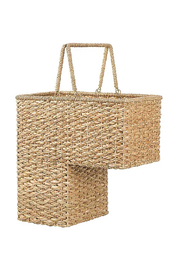 Woven Bankuan Rattan Stair Basket with Handles - Beige by Anthropologie