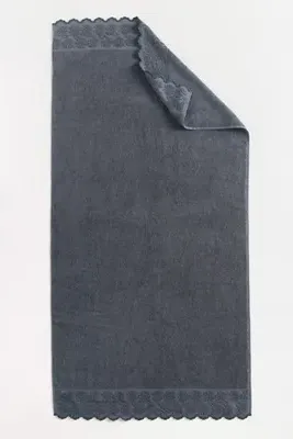 Woven Floral Cutwork Towel Collection - Blue, Cotton by Anthropologie, image 2