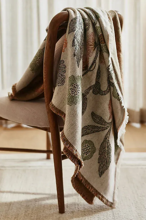 Woven Jacquard Patterned Throw Blanket - Cotton/Acrylic
