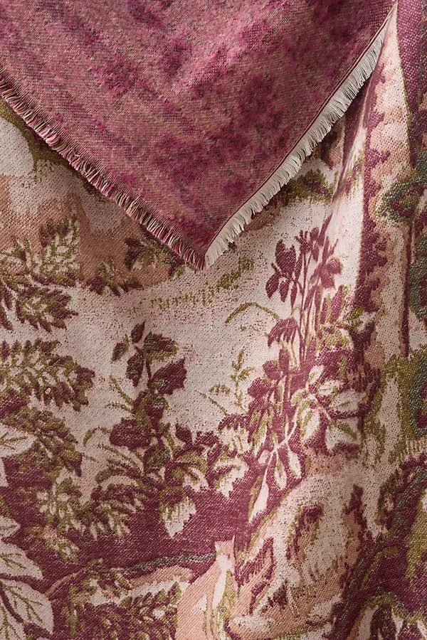 Woven Jacquard Patterned Throw Blanket - Purple, Cotton/Acrylic by Anthropologie, alternate view