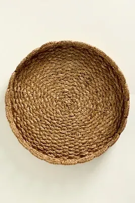 Woven Scallop Tray - Beige, Seagrass Rattan product