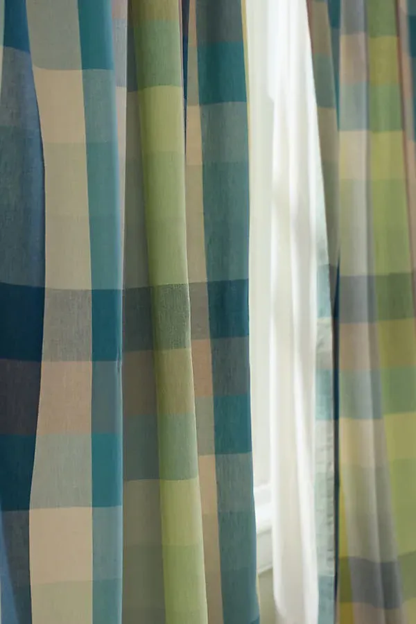 Woven Semi-Sheer Plaid Curtain 84" - Cotton alternate view