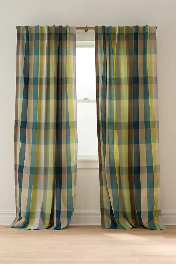 Woven Semi-Sheer Plaid Curtain 84" - Cotton product