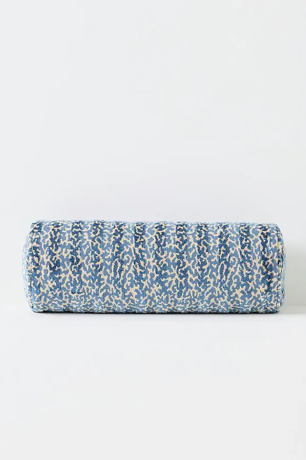 Woven Striped Jacquard Bolster Cushion - Blue, Polyester/Rayon product