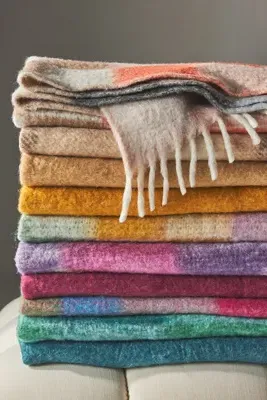 Woven Throw Blanket - Yellow, Nylon/Wool/Acrylic product