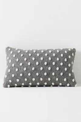 Woven Wool Dotted Throw Cushion 18" sq - Grey, Wool Blend alternate view