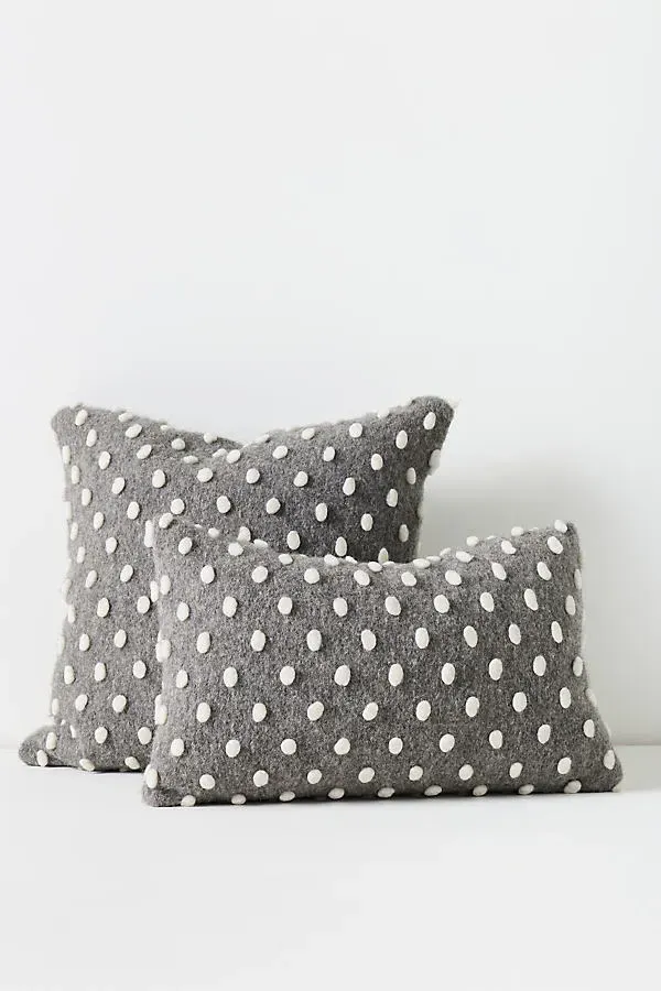 Woven Wool Dotted Throw Cushion 18" sq - Grey, Wool Blend product