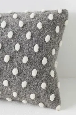 Woven Wool Dotted Throw Pillow 18" Sq - Grey, Wool Blend by Anthropologie, image 2