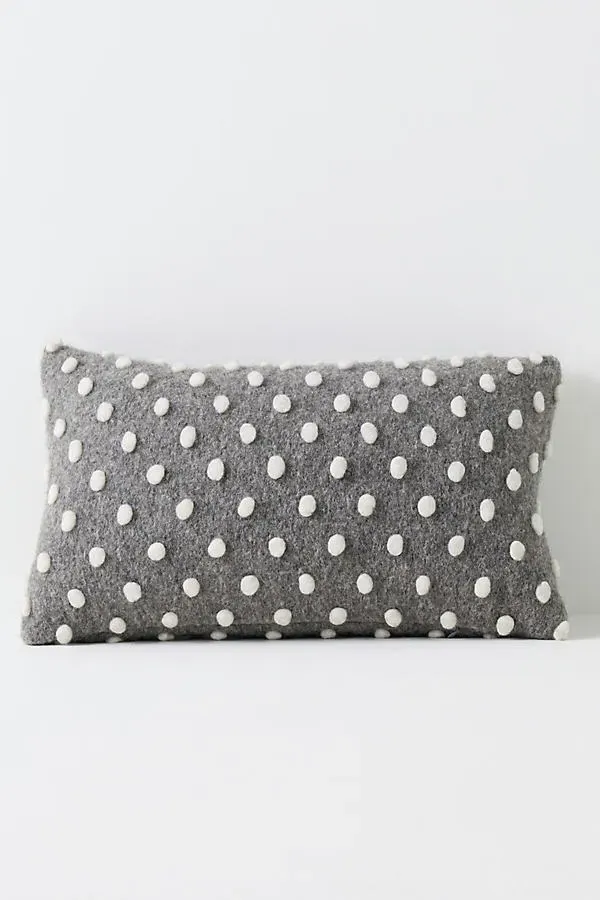 Woven Wool Dotted Throw Pillow 18" Sq - Grey, Wool Blend by Anthropologie