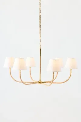 Wrapped Rattan Chandelier - Beige, Cotton product