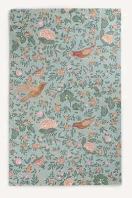 Wren 2x3 Tufted Floral Bird Print Rug - Blue, Cotton/Nylon alternate view