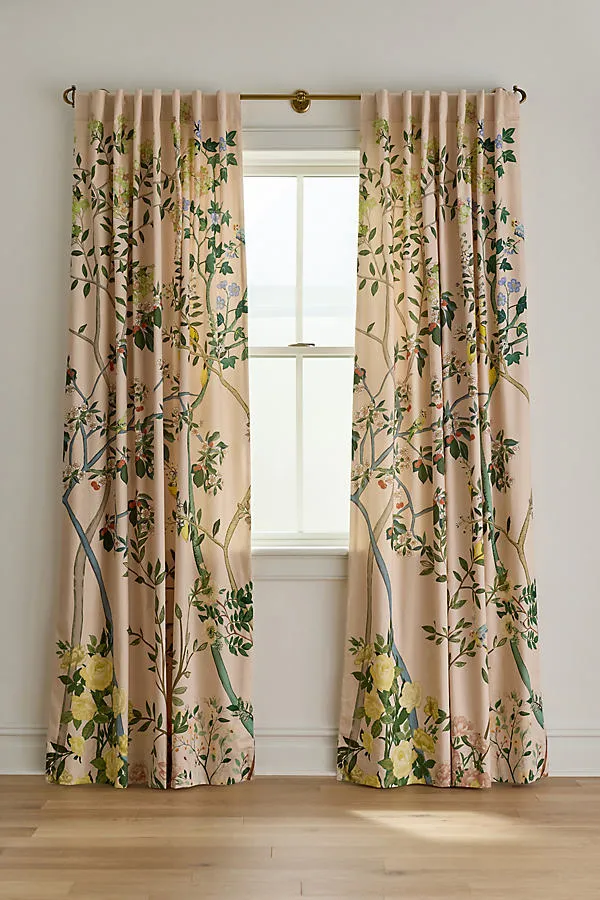 Wynnie Cotton Printed Curtain - Orange by Anthropologie