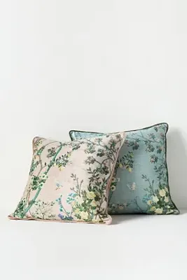 Wynnie Square Pillow - Blue, Cotton Velvet by Anthropologie, alternate view