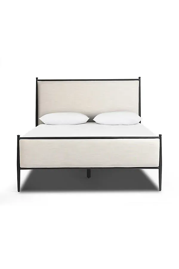 Xander Queen Size Bed Frame - Beige, Linen by Anthropologie
