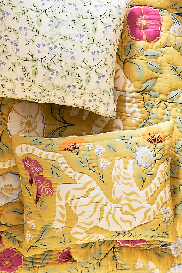 Xenia Tiger Printed Pillowcases Set of 2 - Yellow, Cotton product