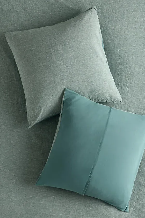 Yarn Dyed Euro Sham - Green, Linen/Cotton by Anthropologie