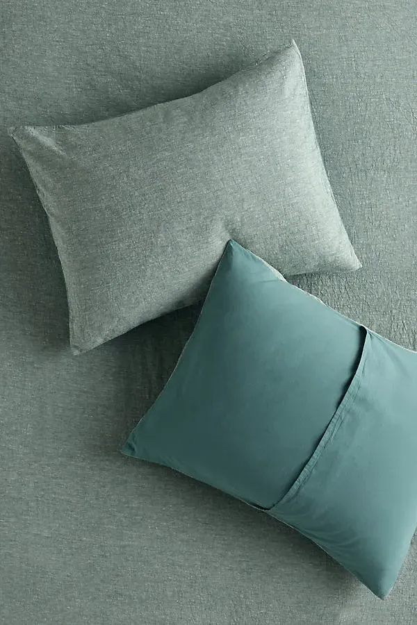 Yarn Dyed Queen Pillow Shams Set of 2 - Linen, Cotton by Anthropologie
