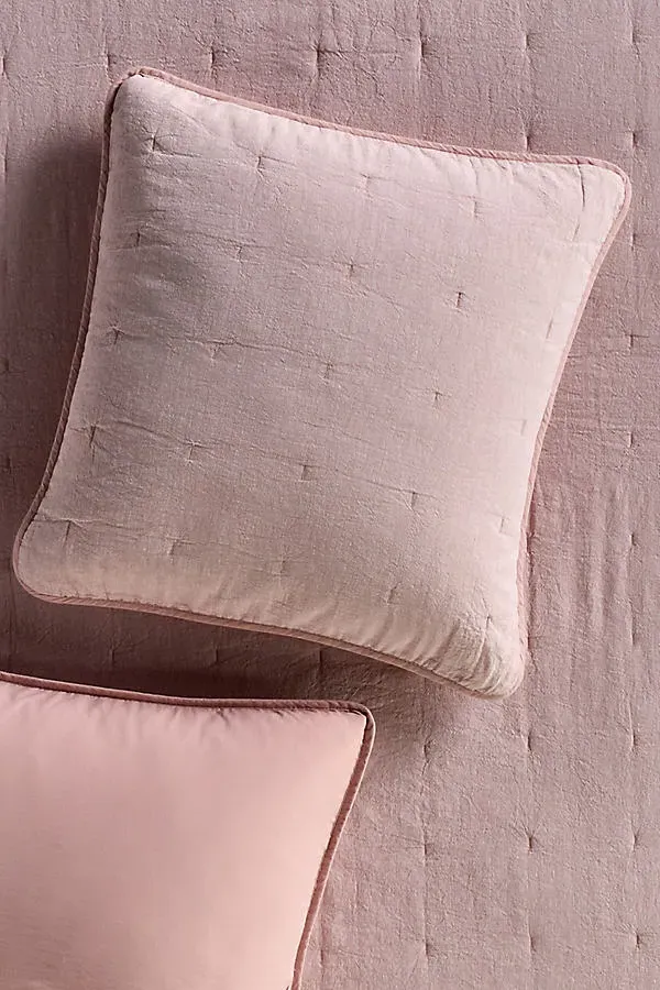 Yarn Dyed Quilted Euro Sham - Pink, Linen/Cotton product