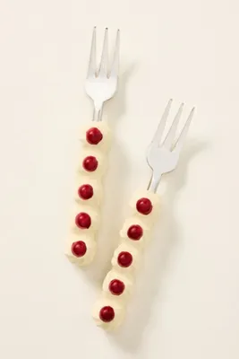 Yule Appetizer Forks Set of 2 - White by Anthropologie, alternate view