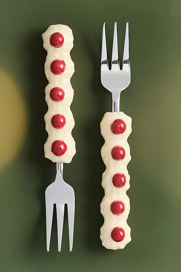 Yule Appetizer Forks Set of 2 - White by Anthropologie