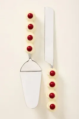 Yule Cake Serve Set - White by Anthropologie, alternate view