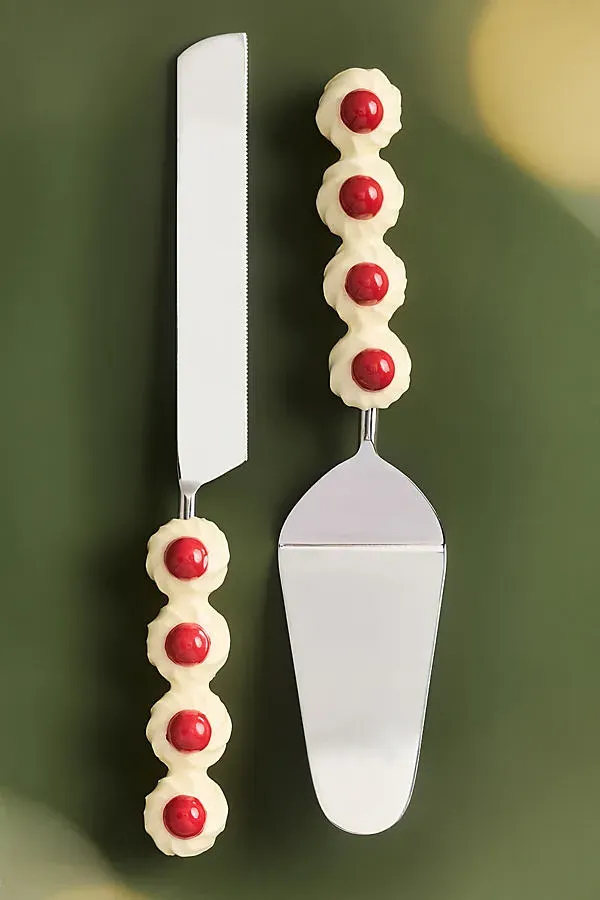 Yule Cake Serve Set - White by Anthropologie