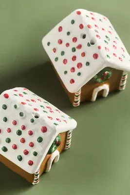 Yule Log Holiday Salt & Pepper Shakers - Beige, Dolomite by Anthropologie, alternate view