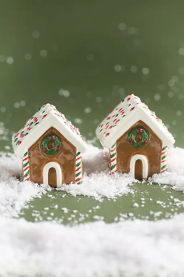 Yule Log Holiday Salt & Pepper Shakers - Beige, Dolomite by Anthropologie