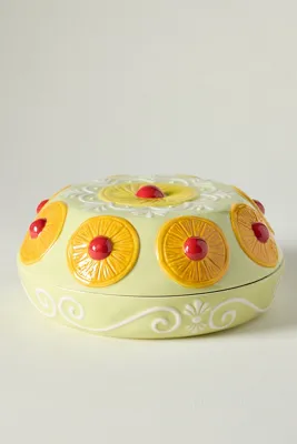 Yule Stoneware Pie Keeper - Green by Anthropologie, alternate view