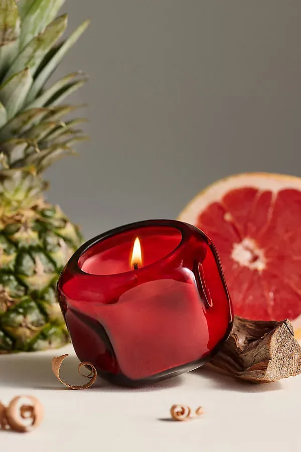 Yuzu Woods Mini Glass Candle - Red, Cotton by Anthropologie