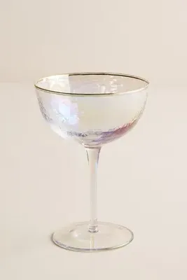 Zaza Lustered 24k Gold Accent Coupe Glasses Set of 4 - Ivory product