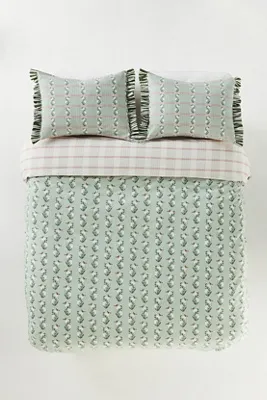 Zelda Floral Stripe Ruffle Duvet Cover - Cotton product