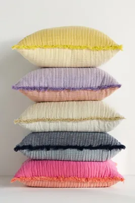 Zora Medium Gauze Cushion - Yellow, Polyester/Cotton/Linen product