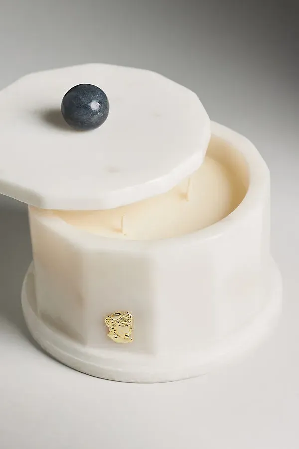 Apothecary 18 Sandalwood Vanilla Marble Candle - White by Anthropologie, alternate view