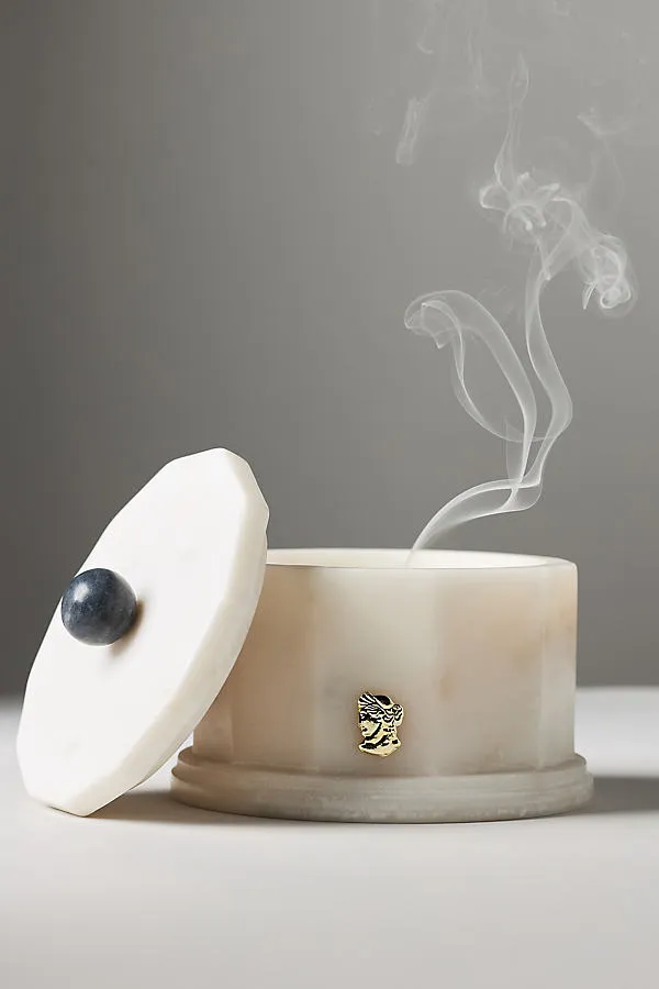 Apothecary 18 Sandalwood Vanilla Marble Candle - White by Anthropologie