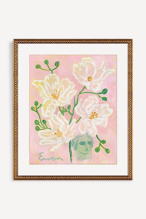 Anne-Louise Ewen Flowers with Jade Face Wall Art - Pink product
