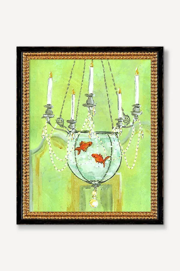 Antique Goldfish Chandelier Wall Art - Green, Acrylic product
