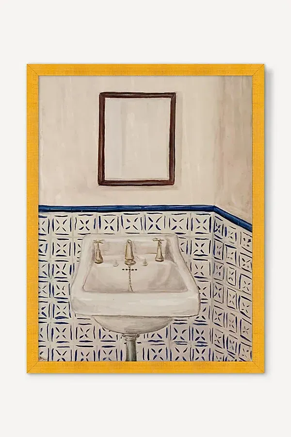 Beth Kaye Basin on Blue Tiles Wall Art product