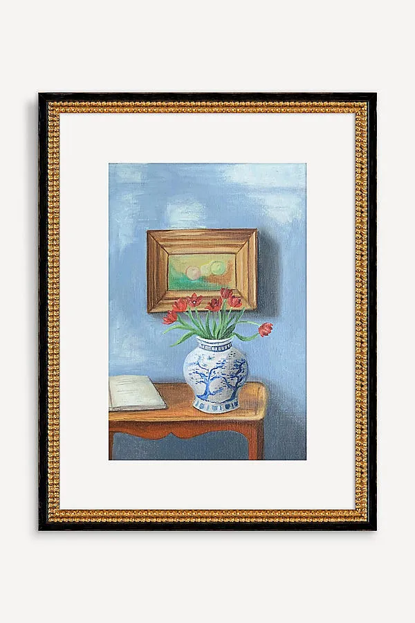 Beth Kaye Tulips in a Ginger Jar Wall Art - Blue product