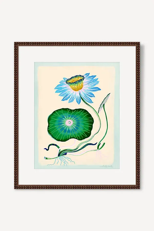 Blue Lotus with Blue Border Wall Art product