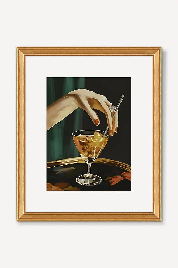 Cocktail Moment Framed Wall Art - Gold by Anthropologie, alternate view