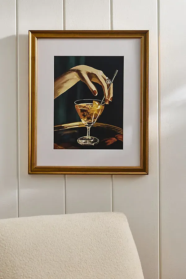 Cocktail Moment Framed Wall Art - Gold by Anthropologie