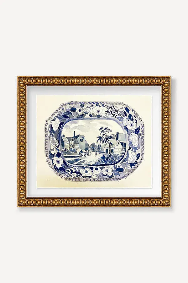 Farmhouse Cottage Framed Wall Art - Blue by Anthropologie
