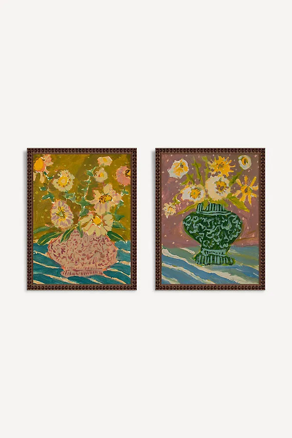 Floral Vase Diptych Wall Art - Yellow product