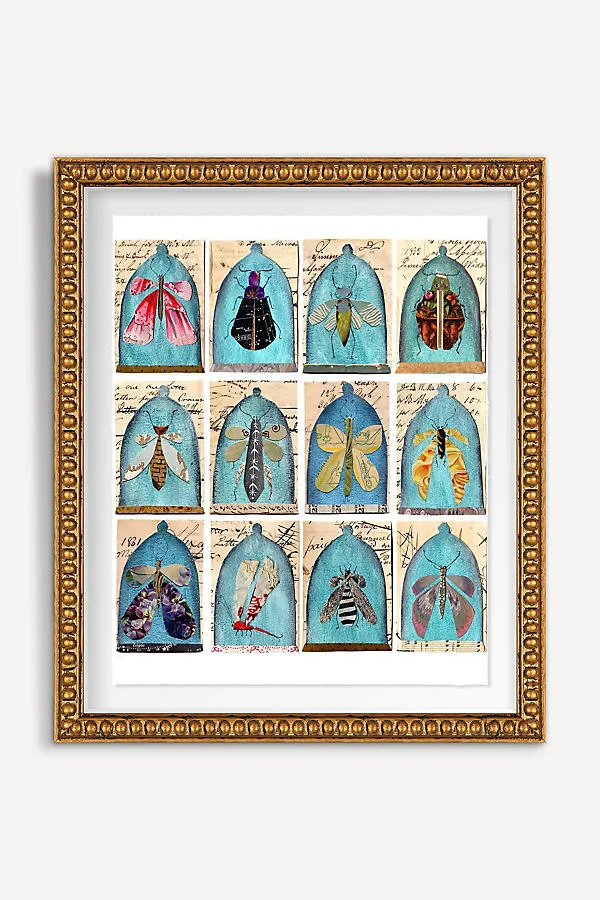 Insects in Bell Jars Wall Art - Blue product