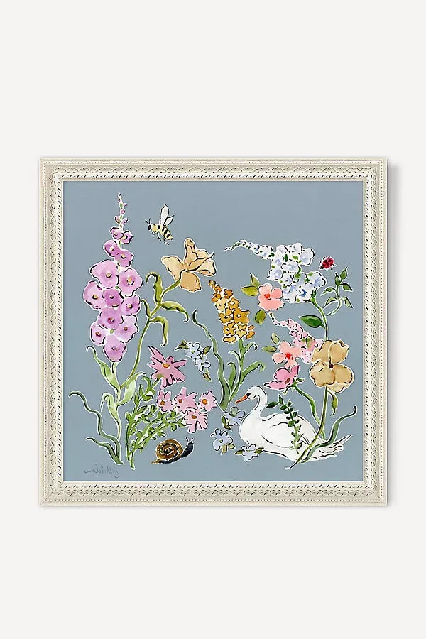 Jill Delavan Floral Swan Collage Wall Art - Blue product