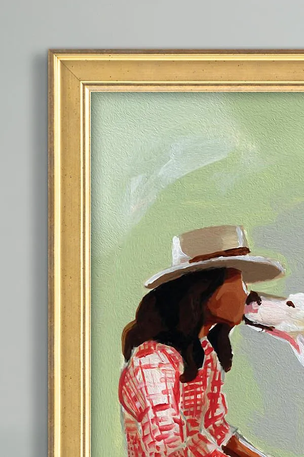 Kate Gattey Puppy Dog Kisses Framed Wall Art - Green, Acrylic product