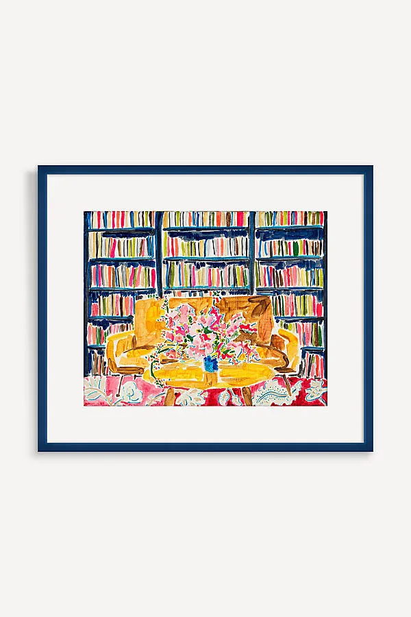 Kate Lewis Library with Flowers Wall Art product