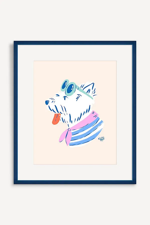 Krissy Mast Westie Dog with Sunglasses Wall Art - Blue product