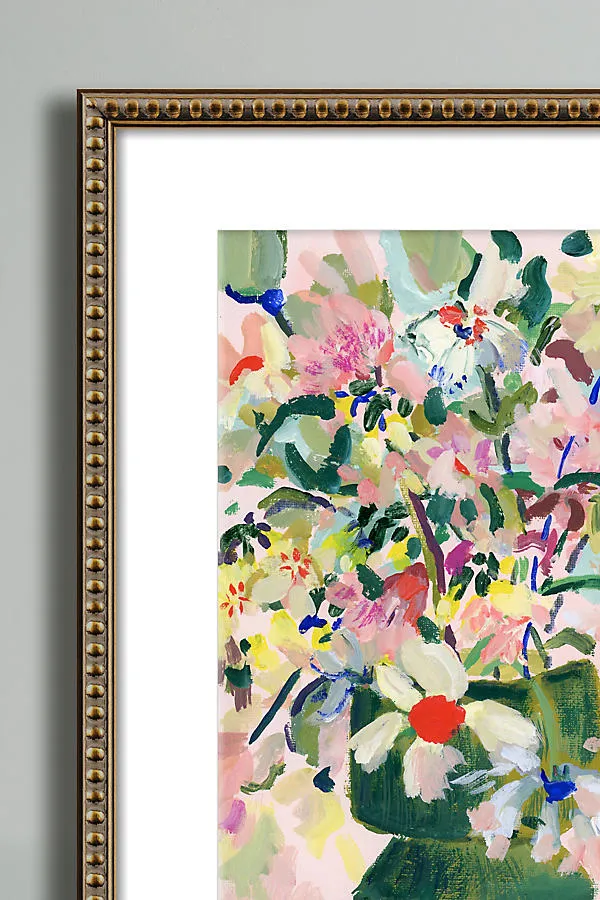 KT Smail Wildflowers In Green Vase No. 1 Wall Art - Gold product